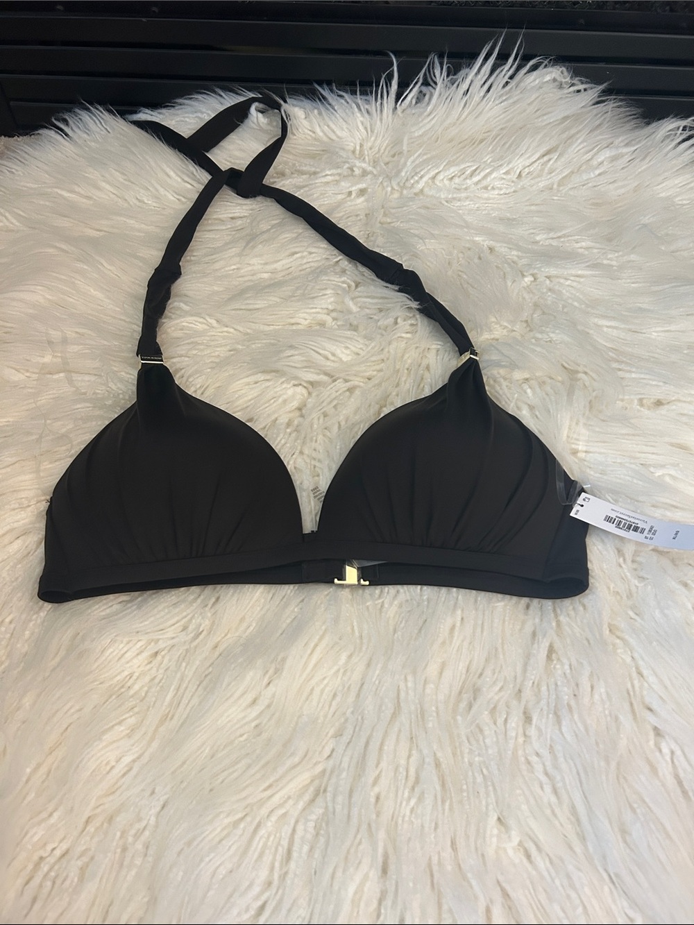Black Victoria  Secret Bikini Top with Gold Accent - Women Intimates & Sleepwear